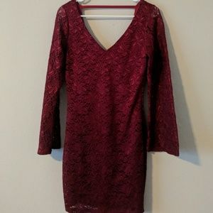 Red Lace BodyCon Low Back Dress Size S